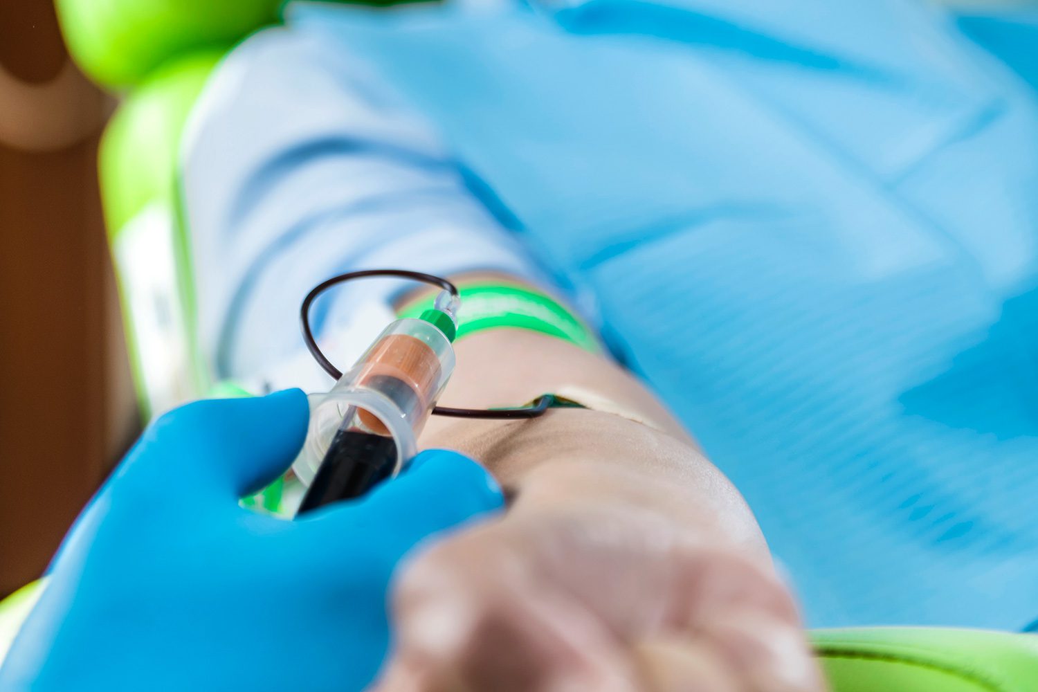 A person is getting their blood drawn